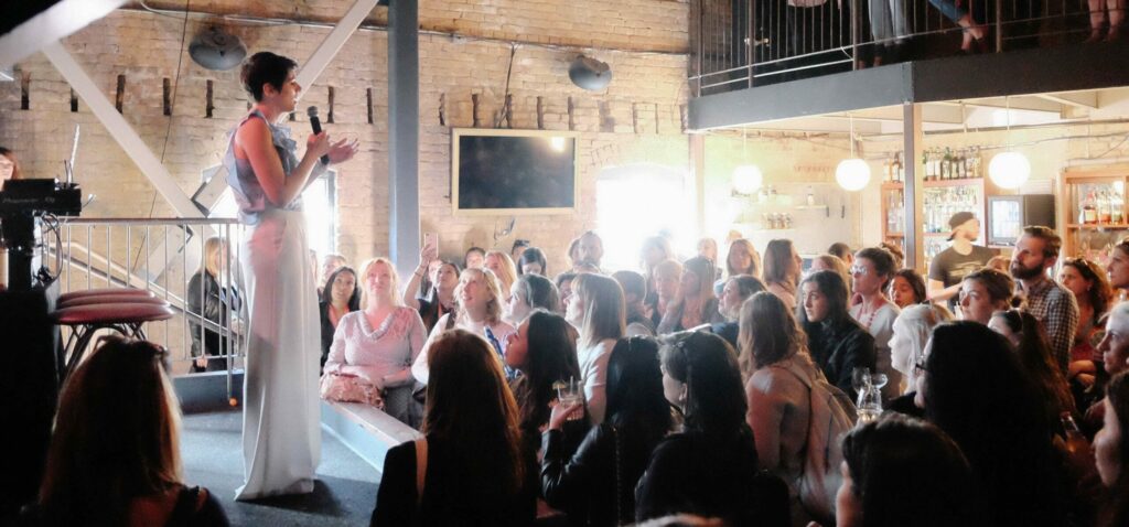 Alaina speaking at the 2018 SxSW